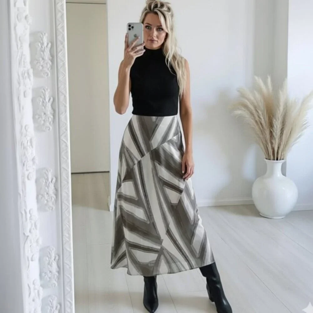 Tribal Patchwork A-Line Midi Skirt - Picture 2 of 9